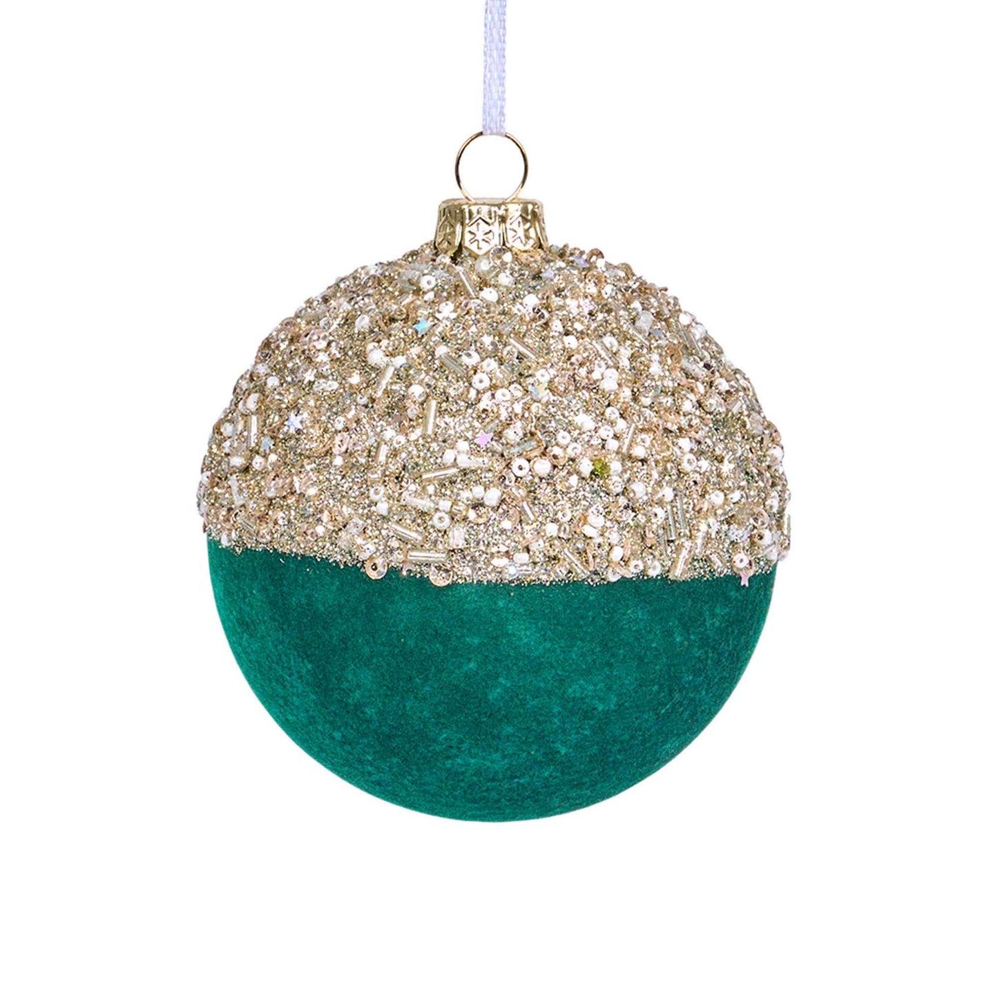 Taillod Christmas Velvet Balls With Glitter Accents