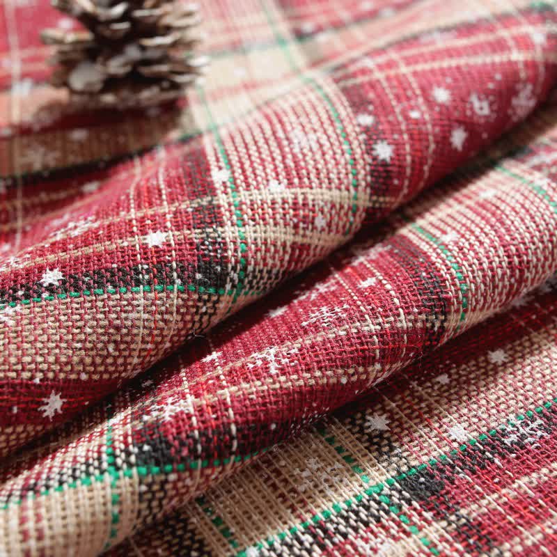 Taillod Christmas Snowflake Plaid Tassel Tablecloth