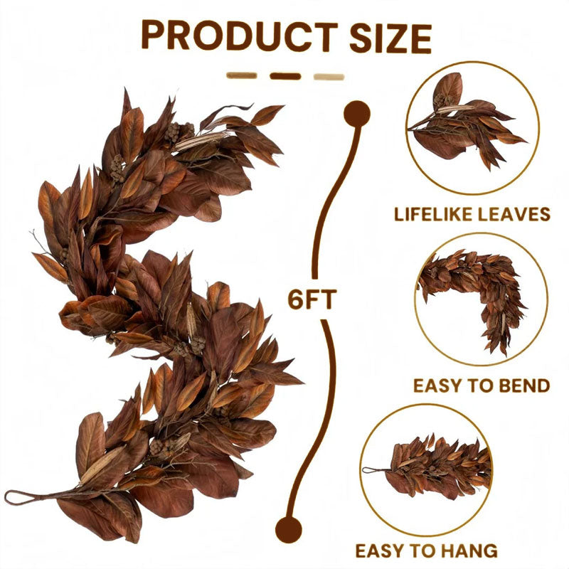 🔥Hot Sale🔥Brown Magnolia Leaf Garland--Buy 2 Free Shipping