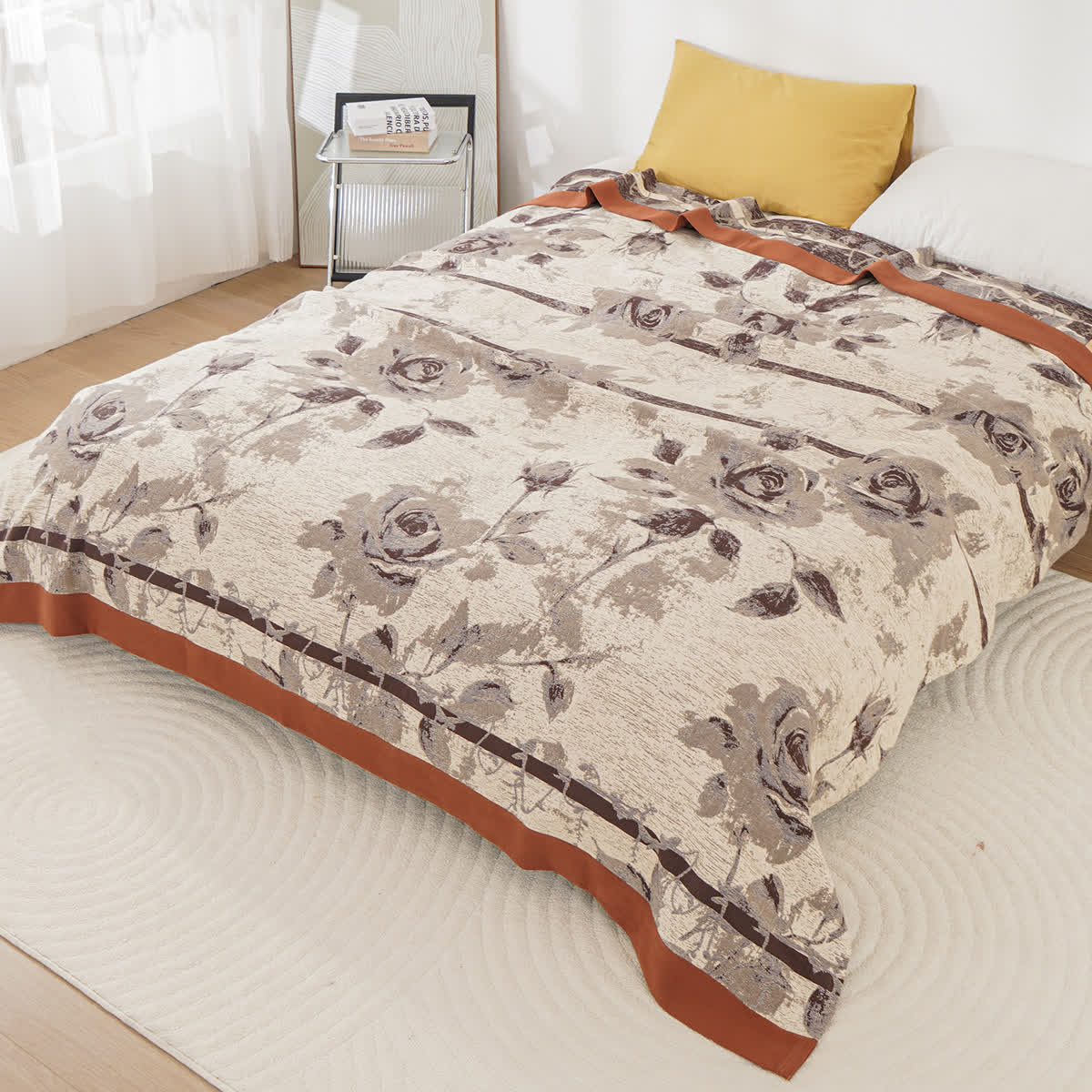 Taillod Cotton Gauze Rose Print Comfy Quilt