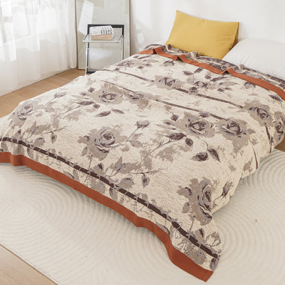 Taillod Cotton Gauze Rose Print Comfy Quilt