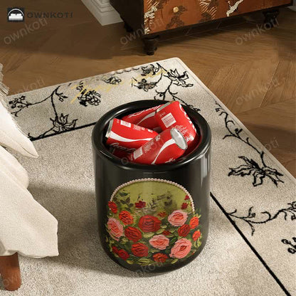 Taillod Elegant Rose Double Layer Durable Trash Can