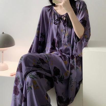 Taillod Plus Size Vintage Rose Nightwear Set