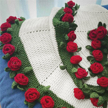 Taillod Handmade Crochet Rose Blanket Bouquet
