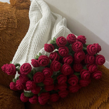 Taillod Handmade Crochet Rose Blanket Bouquet