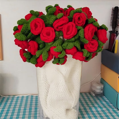 Taillod Handmade Crochet Rose Blanket Bouquet