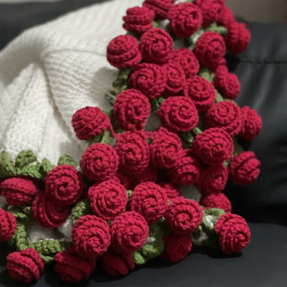 Taillod Handmade Crochet Rose Blanket Bouquet