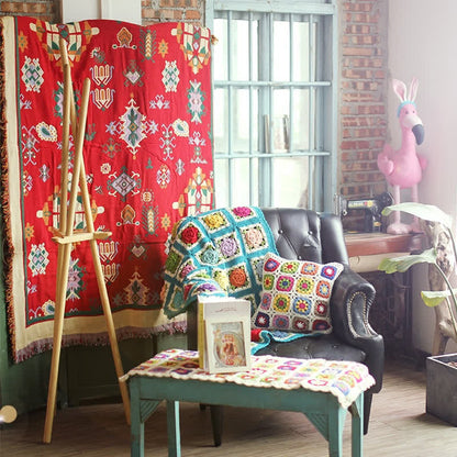 Taillod Rural Rose Hand-woven Crochet Sofa Blanket