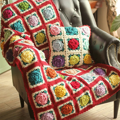 Taillod Rural Rose Hand-woven Crochet Sofa Blanket