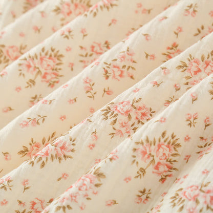 Taillod Cotton Double Gauze Floral Long Sleeve Nightdress