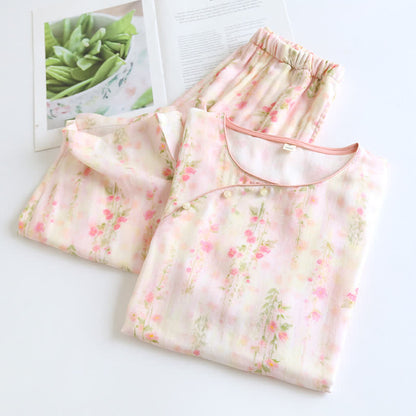 Taillod Rustic Rose Bamboo Fiber Short Sleeve Pajama Set