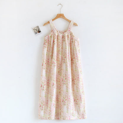 Taillod Rose Print Bamboo Fiber Sleeveless Nightdress