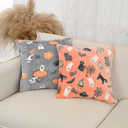 Taillod Halloween Flannel Luminous Throw Pillow