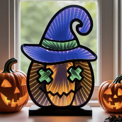 Taillod Halloween Infinity Lights Pumpkin with Hat