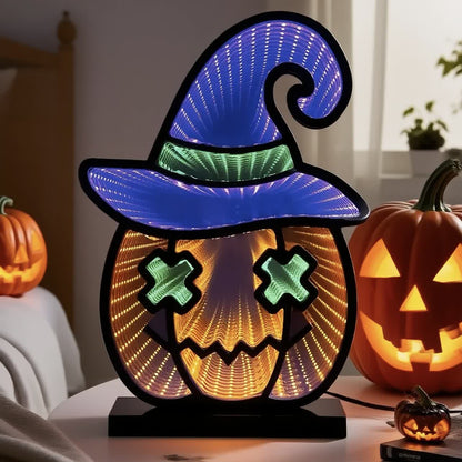 Taillod Halloween Infinity Lights Pumpkin with Hat