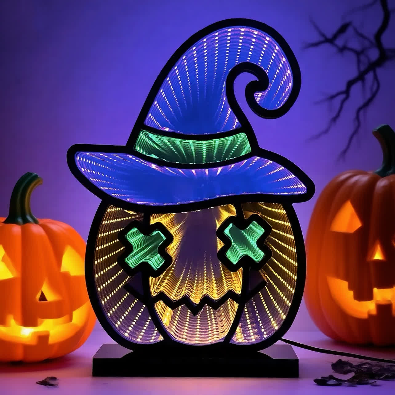 Taillod Halloween Infinity Lights Pumpkin with Hat