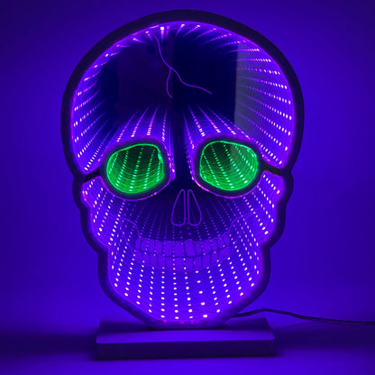 Taillod Halloween Skull Infinity Lights with Stand