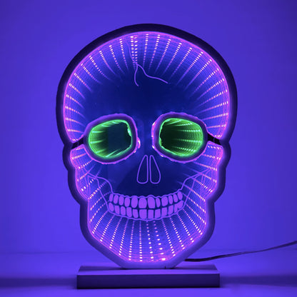 Taillod Halloween Skull Infinity Lights with Stand
