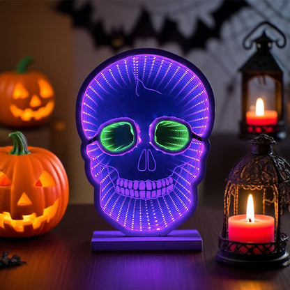 Taillod Halloween Skull Infinity Lights with Stand