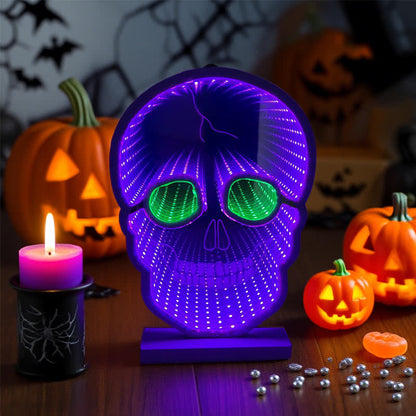 Taillod Halloween Skull Infinity Lights with Stand