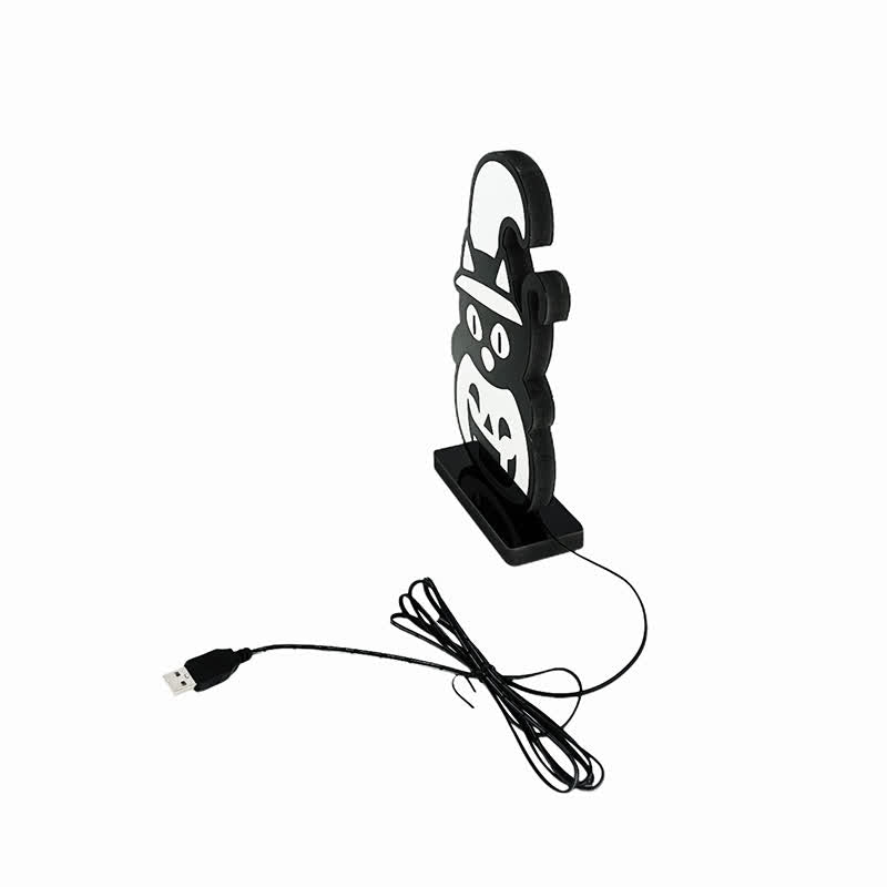 Taillod 3D Black Cat Pumpkin Infinity Lights