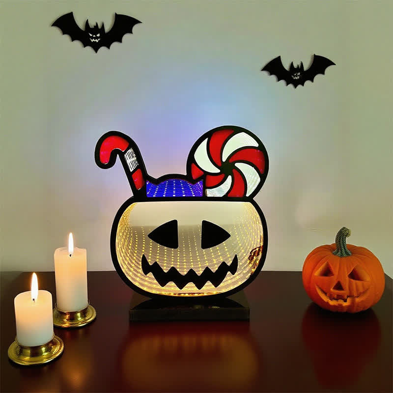 Taillod  3D Pumpkin Infinity Lights Halloween Decoration