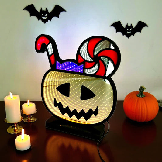 Taillod  3D Pumpkin Infinity Lights Halloween Decoration