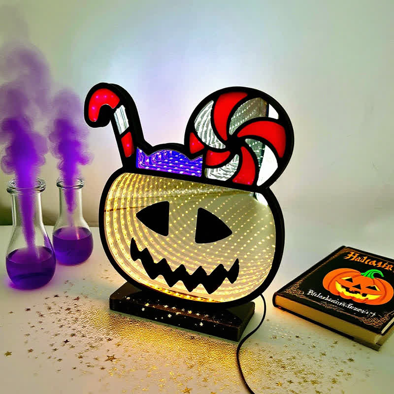 Taillod  3D Pumpkin Infinity Lights Halloween Decoration