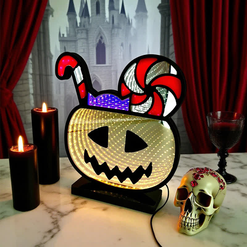 Taillod  3D Pumpkin Infinity Lights Halloween Decoration