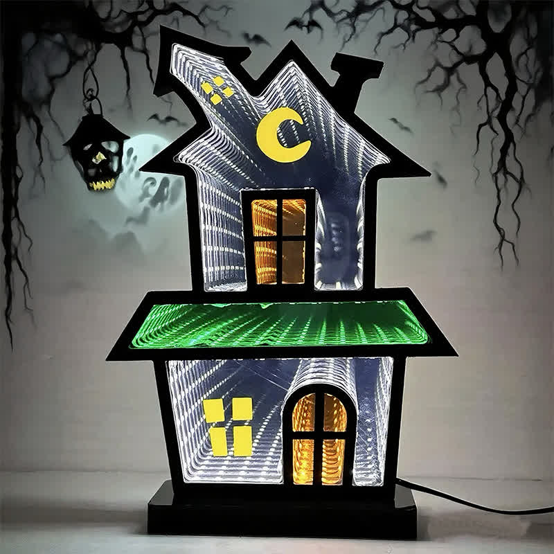 Taillod 3D House Infinity Lights Halloween Decoration