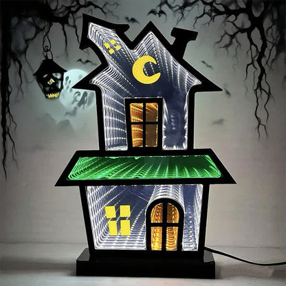 Taillod 3D House Infinity Lights Halloween Decoration