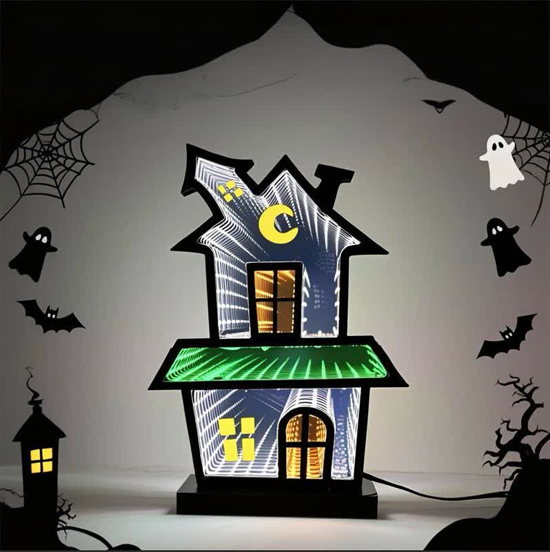 Taillod 3D House Infinity Lights Halloween Decoration