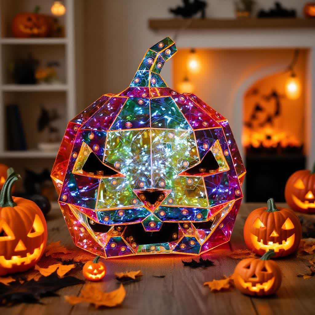 Taillod Ghost Face Pumpkin Infinity Lights Decoration
