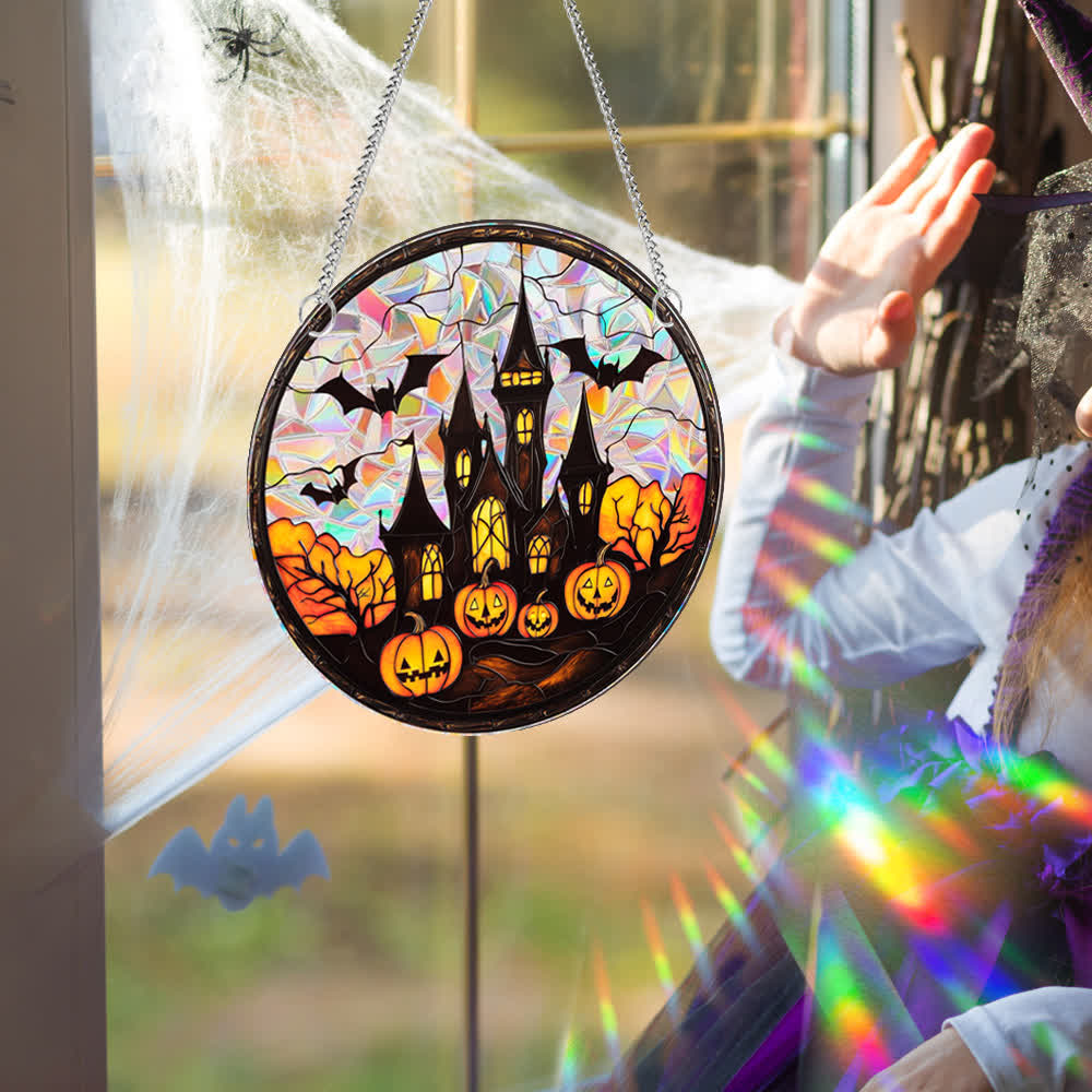 Taillod Halloween Pumpkin Bat Window Hanging