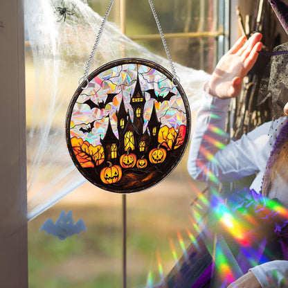 Taillod Halloween Pumpkin Bat Window Hanging