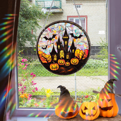 Taillod Halloween Pumpkin Bat Window Hanging