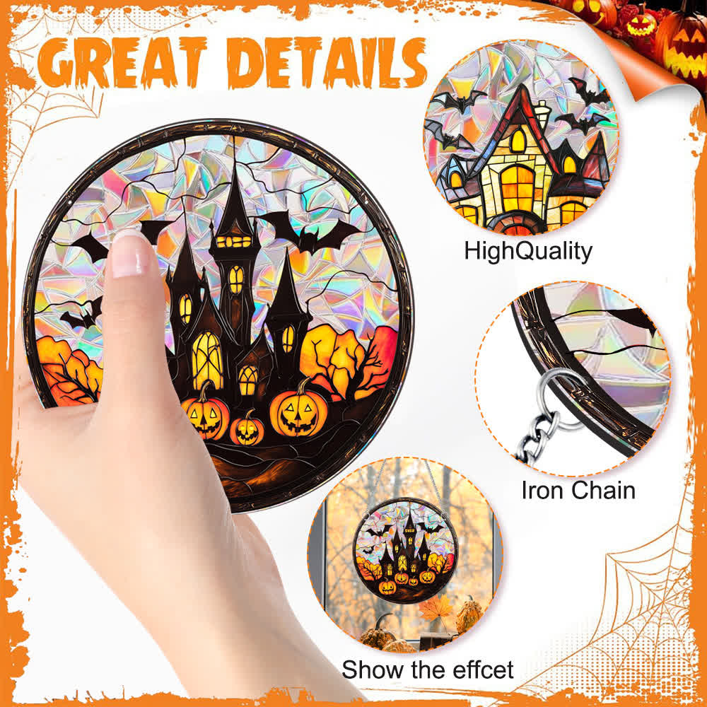 Taillod Halloween Pumpkin Bat Window Hanging