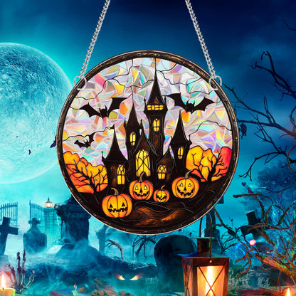 Taillod Halloween Pumpkin Bat Window Hanging