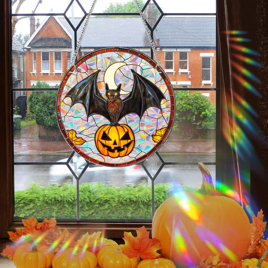Taillod Pumpkin Bat Suncatcher Window Hanging