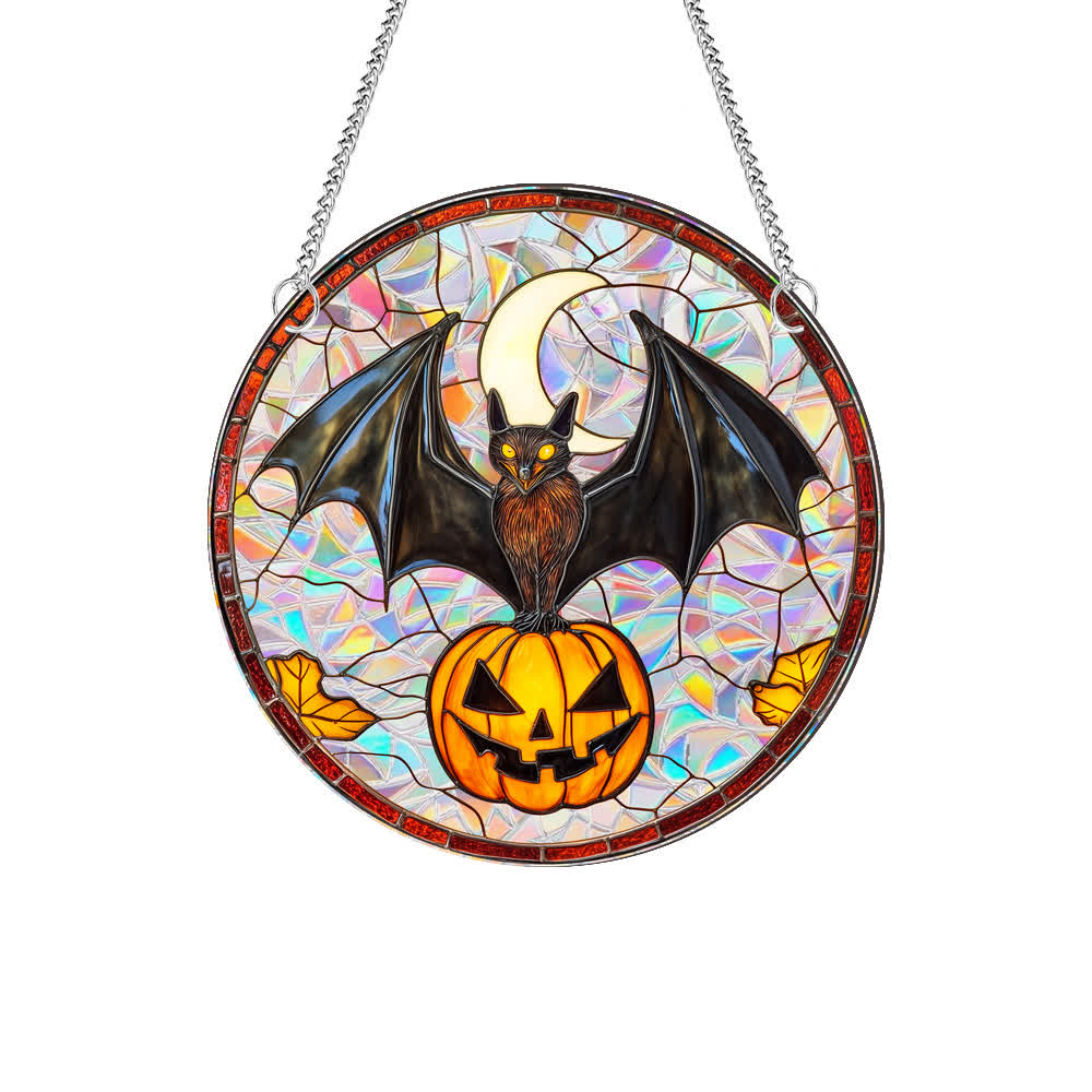 Taillod Pumpkin Bat Suncatcher Window Hanging
