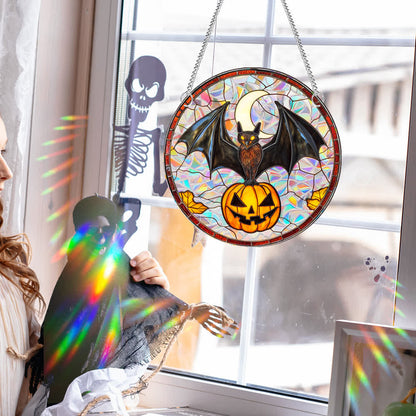 Taillod Pumpkin Bat Suncatcher Window Hanging