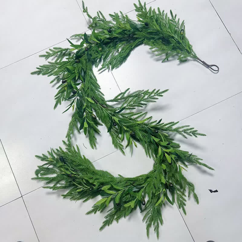 Taillod PE Faux Greenery Olive Branch Christmas Garland