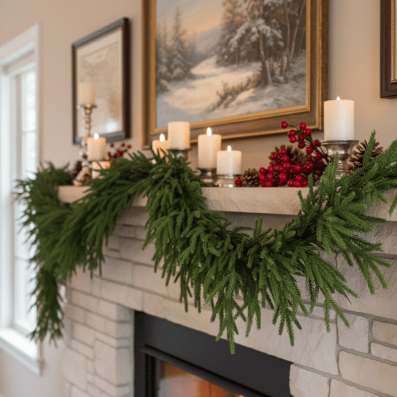 Taillod Faux Norfolk Pine Garland Christmas Decor