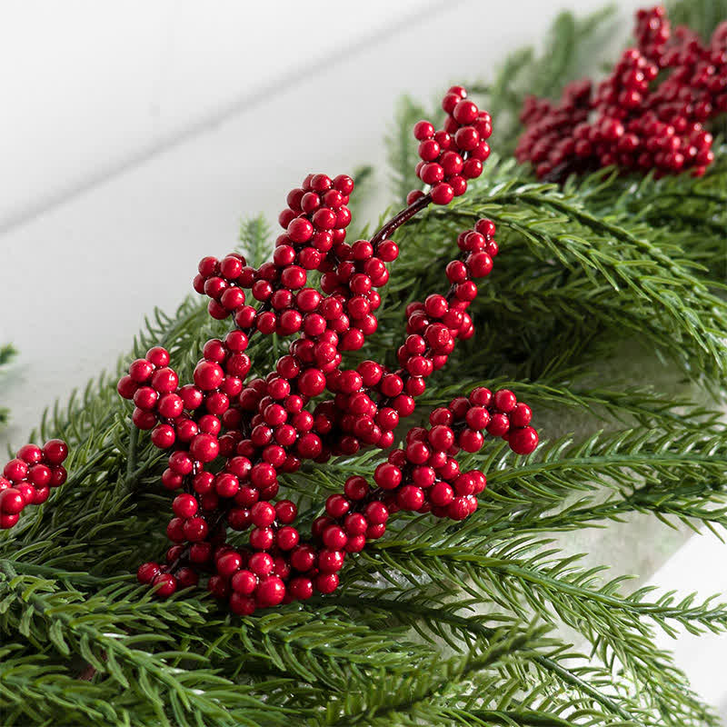 Taillod Faux Norfolk Pine Red Berry Christmas Garland