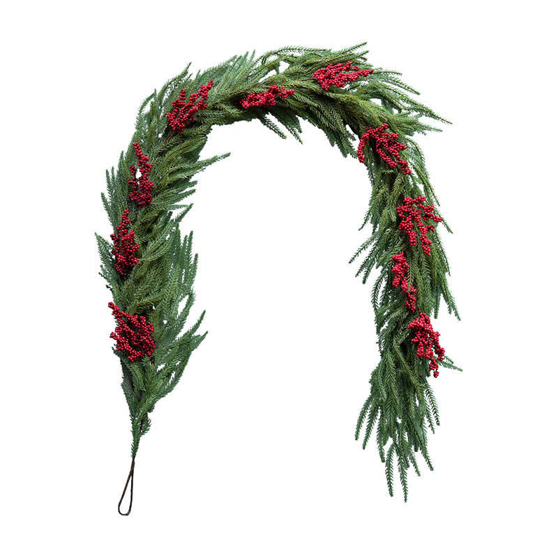 Taillod Faux Norfolk Pine Red Berry Christmas Garland