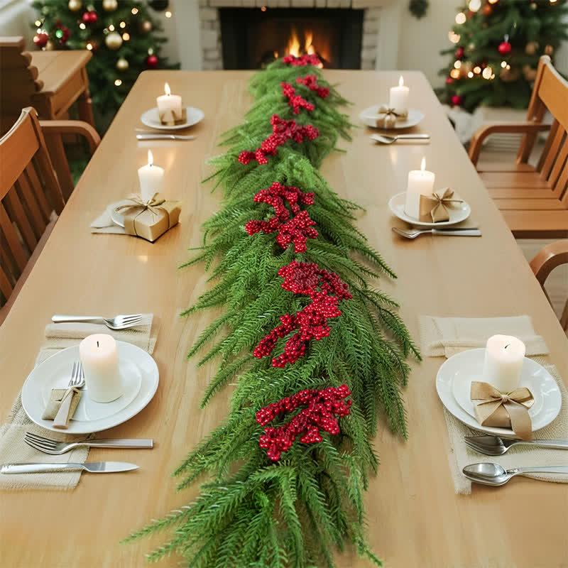 Taillod Faux Norfolk Pine Red Berry Christmas Garland