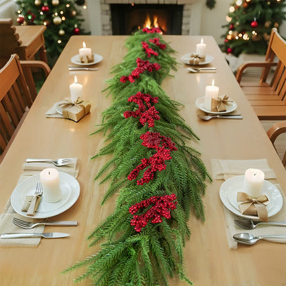 Taillod Faux Norfolk Pine Red Berry Christmas Garland