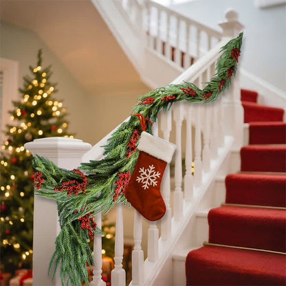 Taillod Faux Norfolk Pine Red Berry Christmas Garland