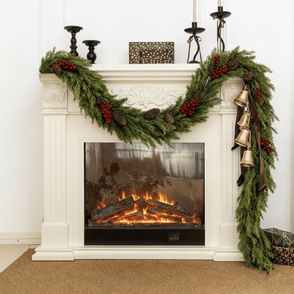 Taillod Faux Cedar Pine Christmas Garland with Red Berries
