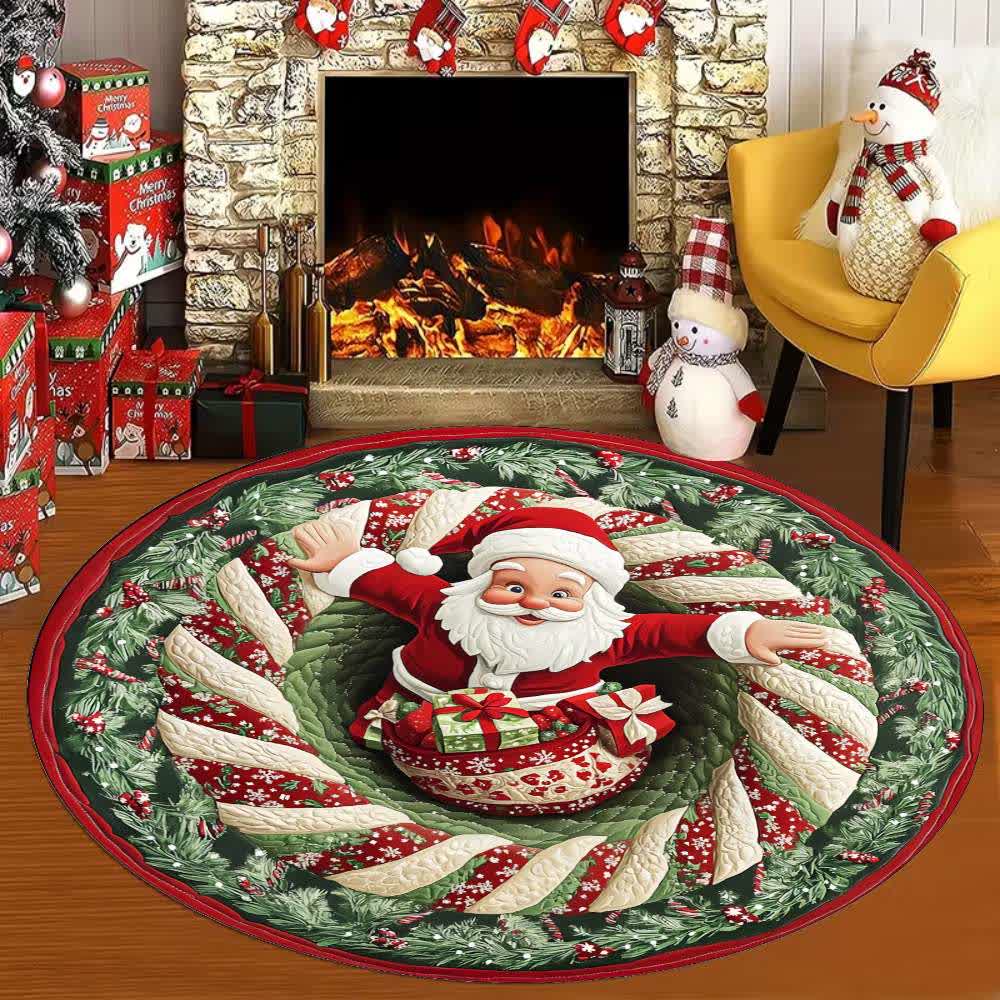 Taillod Christmas Theme Santa 3D Effect Rug